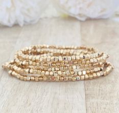 Faceted Beaded Stretchable bracelet For women, Set of 5 Pcs 22k gold plated